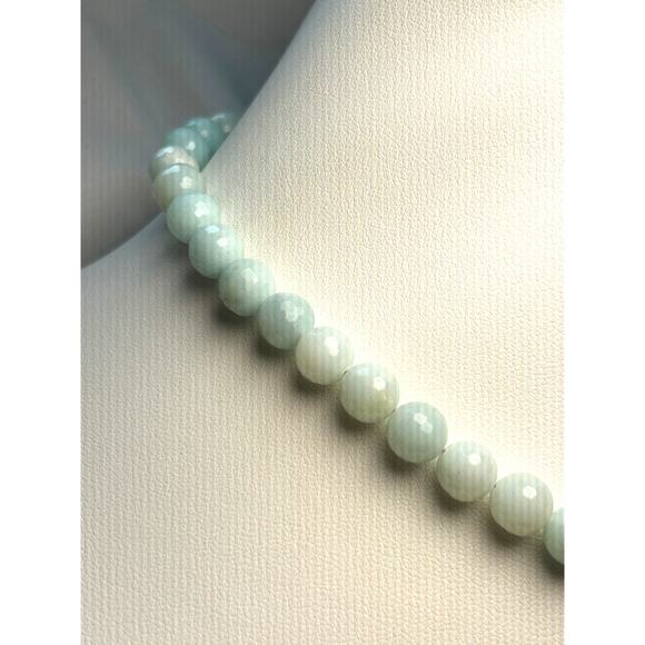 Handcrafted Aquamarine Beaded Necklace Carved Turtle Pendant Asian Symbolism - Picture 8 of 10